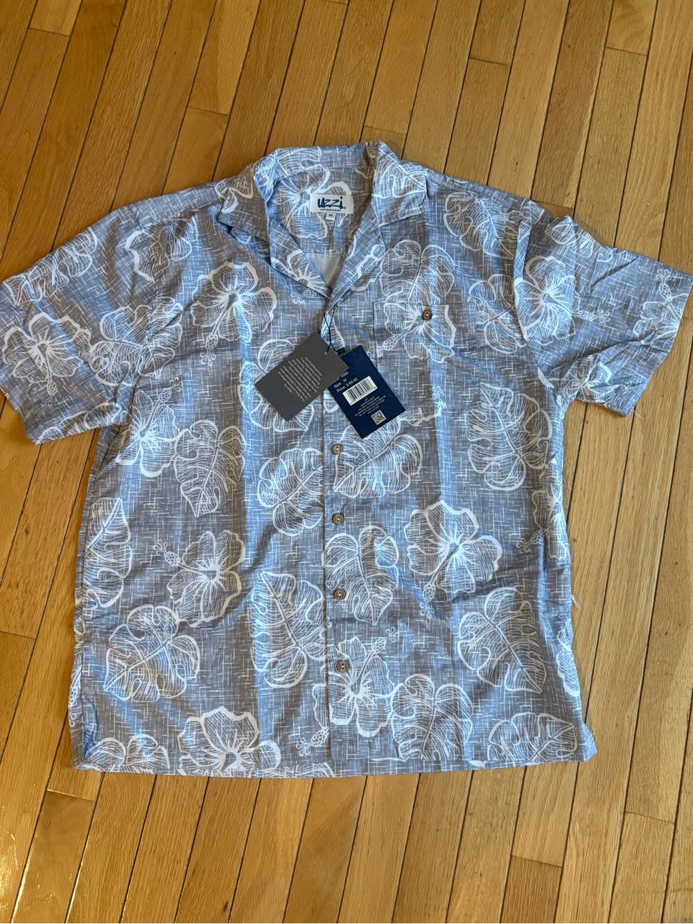 Uzzi Amphibious Gear Short Sleeve Button Down beach Shirt men's medium